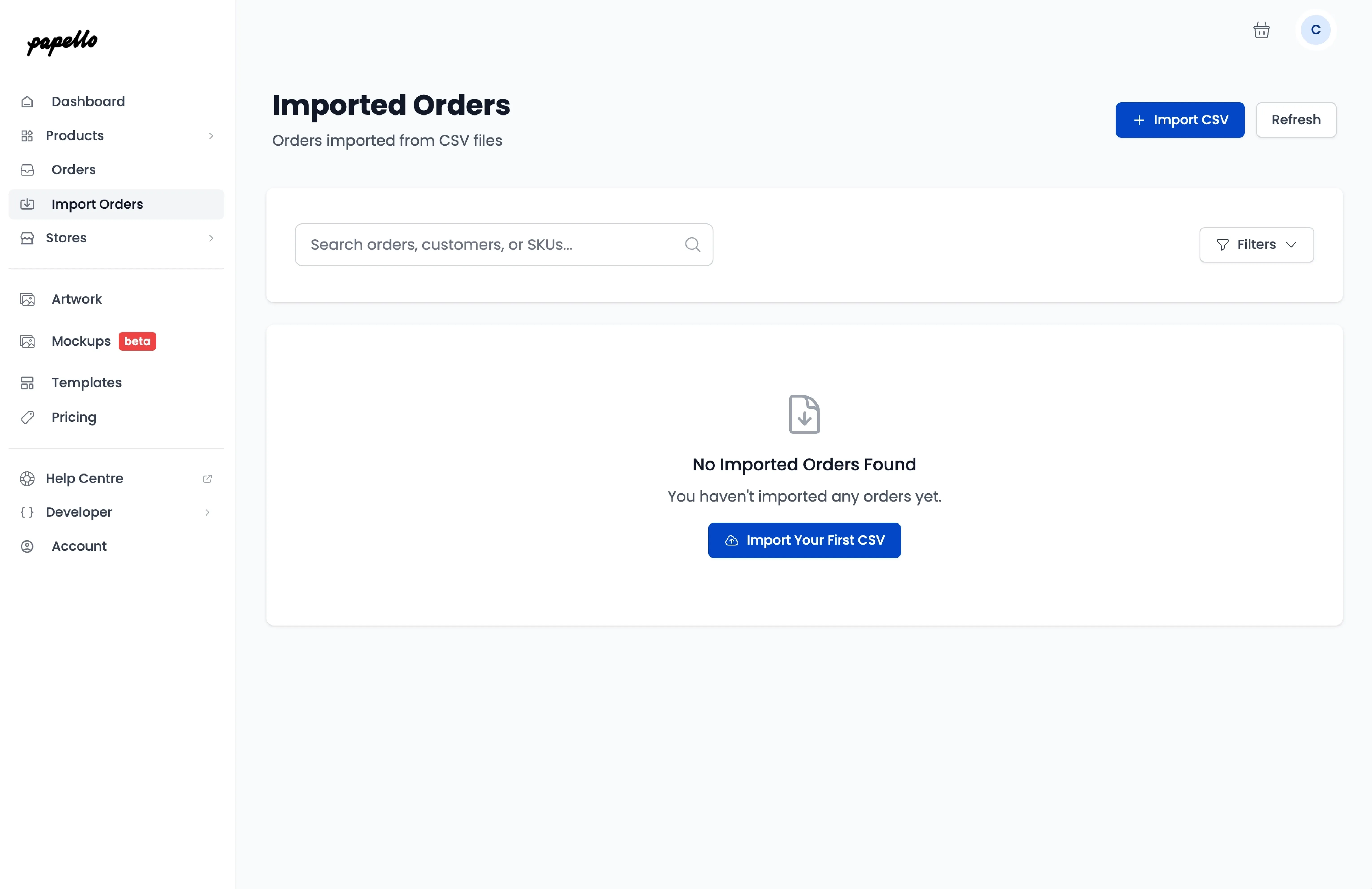 Step 1: Access Import Orders Dashboard