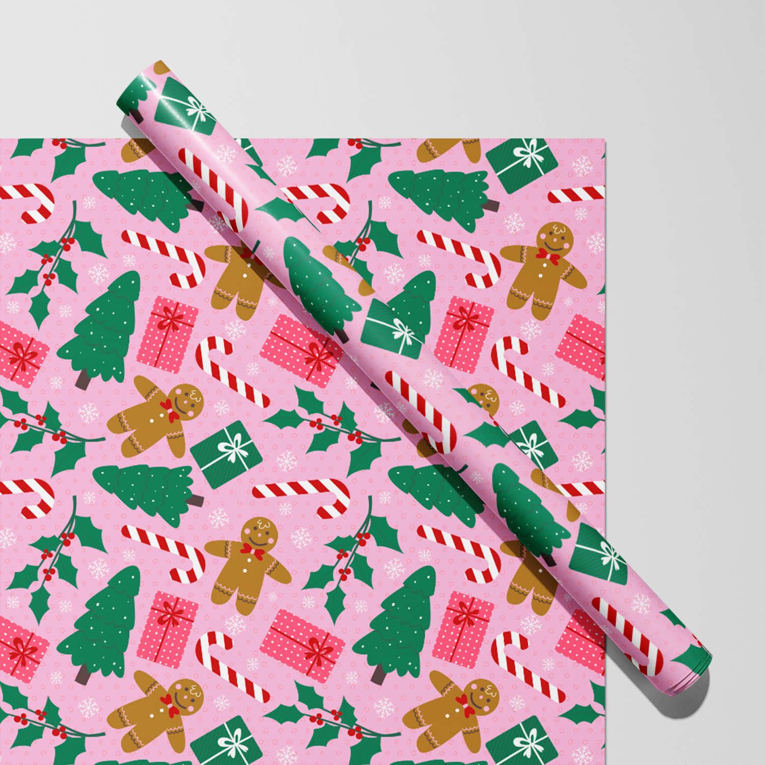 Holiday pattern custom gift wrap on a package