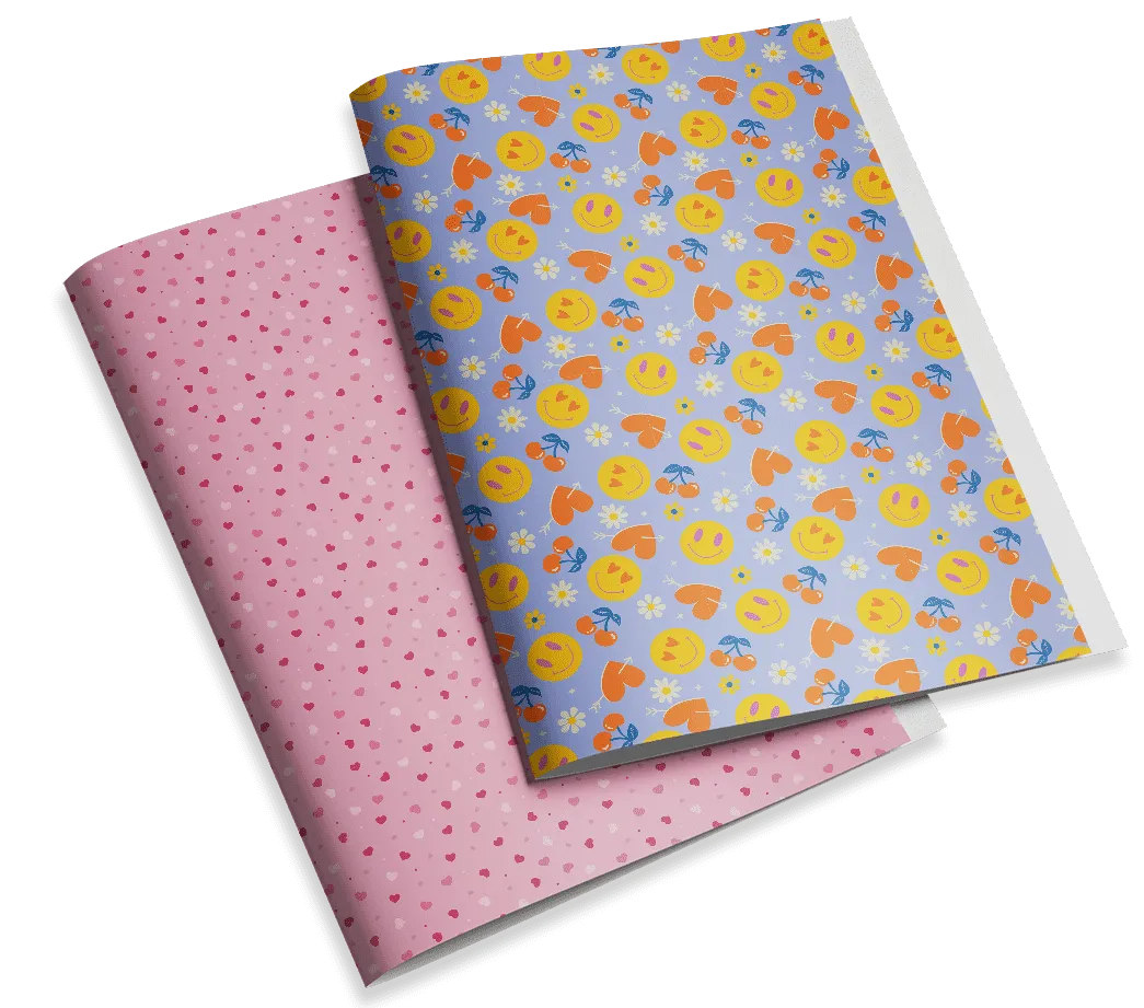 Luxury custom wrapping paper with colourful patterns and designs
