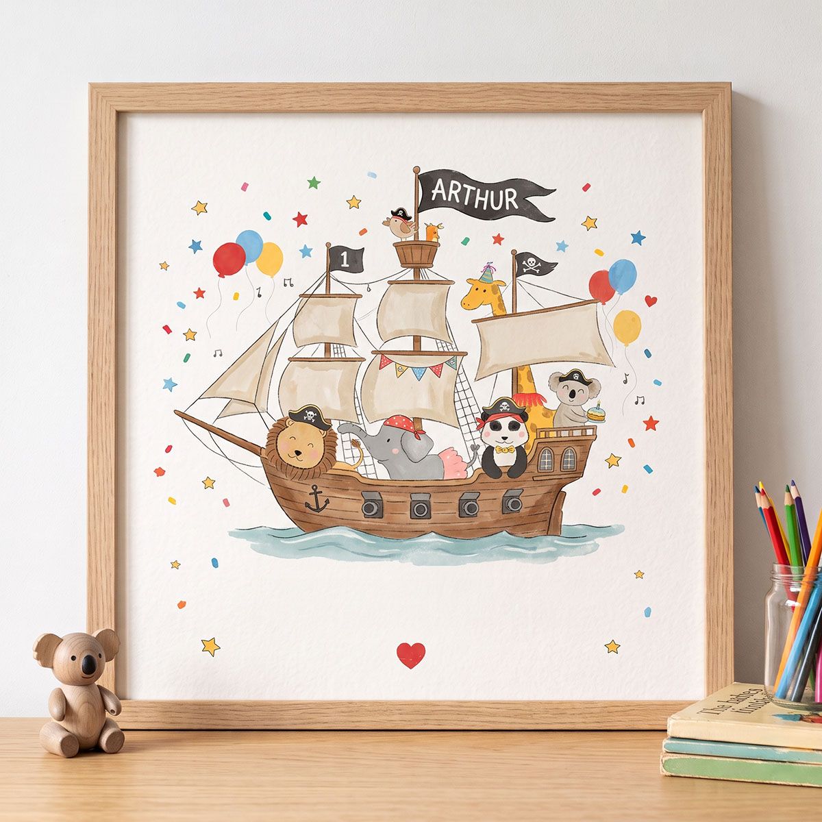Personalised framed print with custom name rendered automatically by Papello