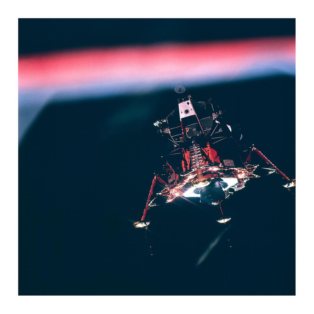 Square Apollo lunar module poster artwork uploaded for mockup generation