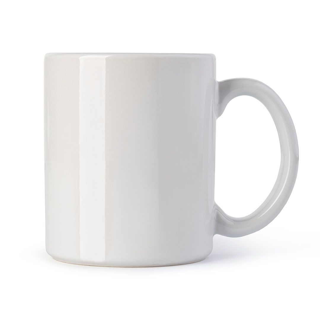 White ceramic mug with white handle and interior